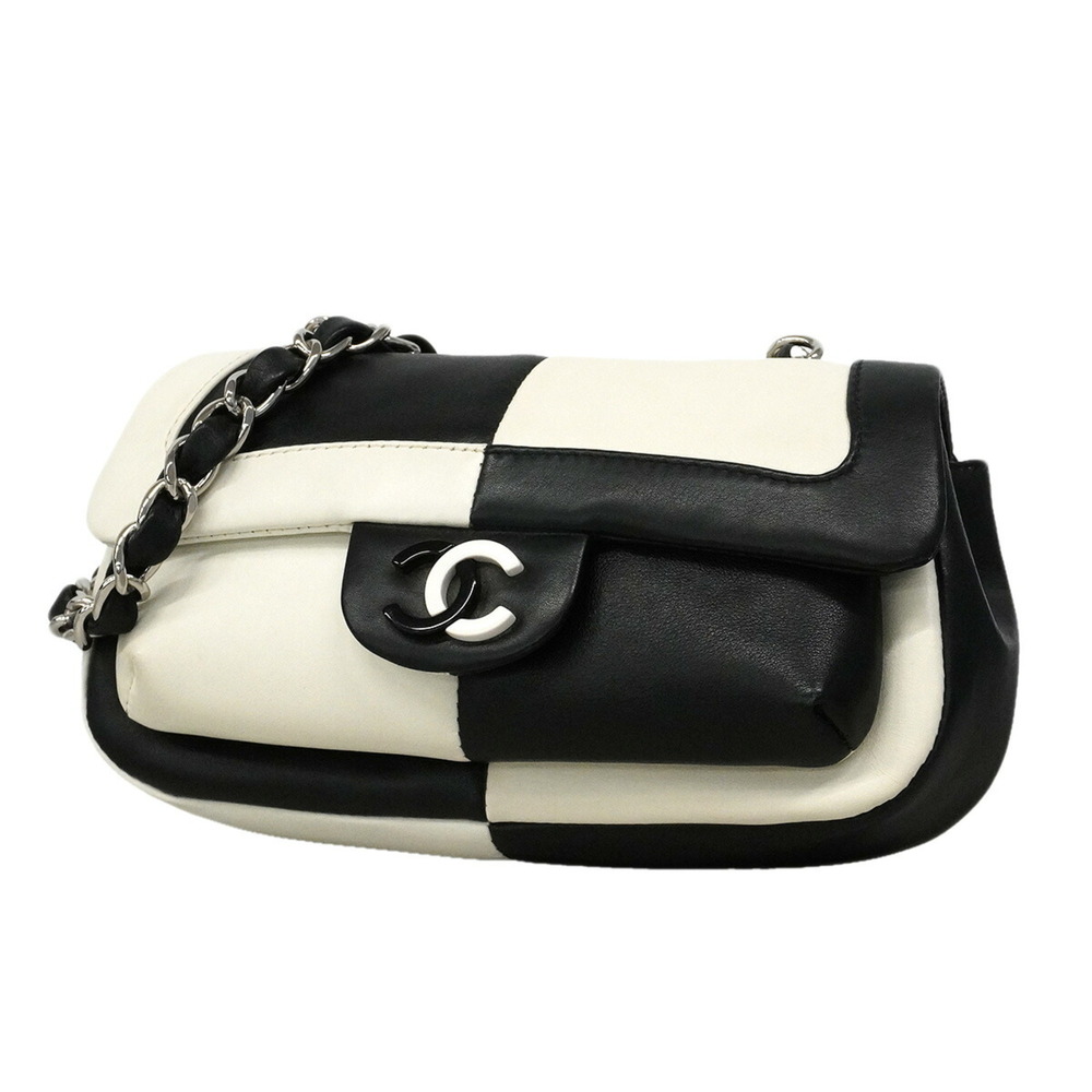 Chanel Shoulder Bag, Chain Shoulder, Bicolor Lambskin, Black and White, Women's